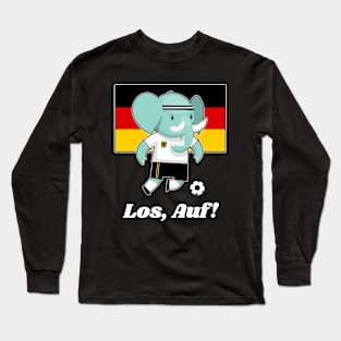 ⚽ German Flag, Cute Elephant, "Los, Auf!" Germany Football Long Sleeve T-Shirt